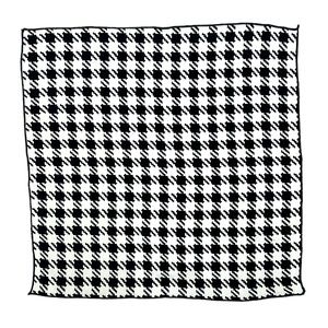 VINTAGE BLACK & WHITE HOUNDSTOOTH CHECK SILK POCKET SQUARE